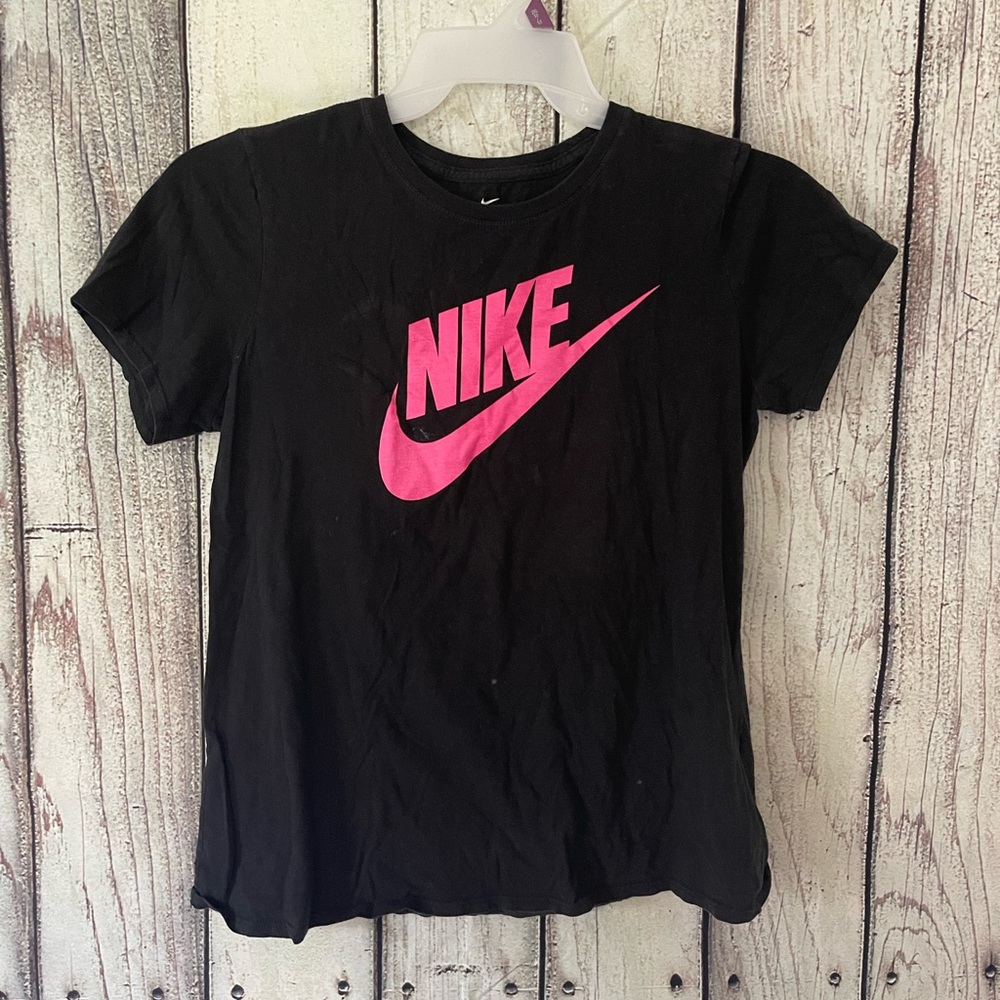 Nike Black T-Shirt with Pink Logo